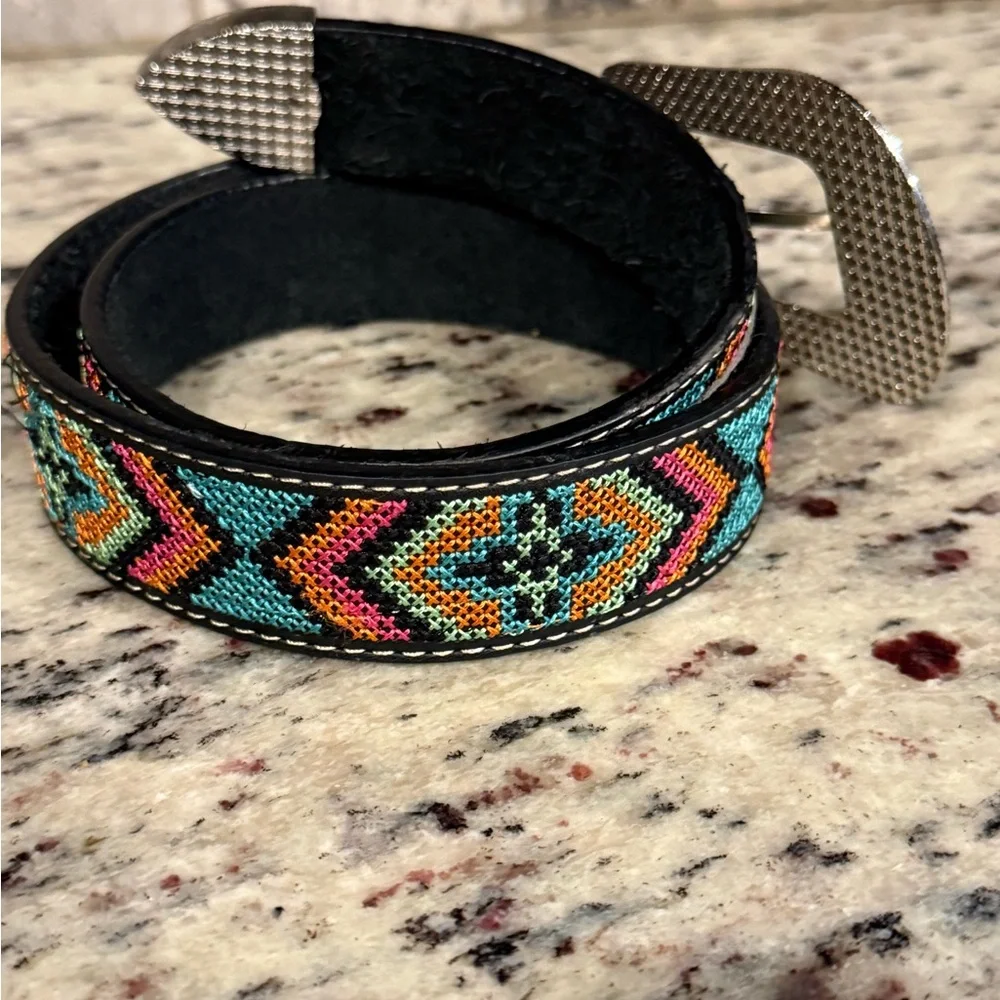 Nocona Girls Multicolor Aztec Stitched Belt
